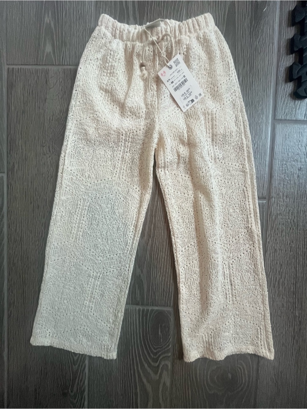 ZARA Kids Cream Knit Pull-On Pants